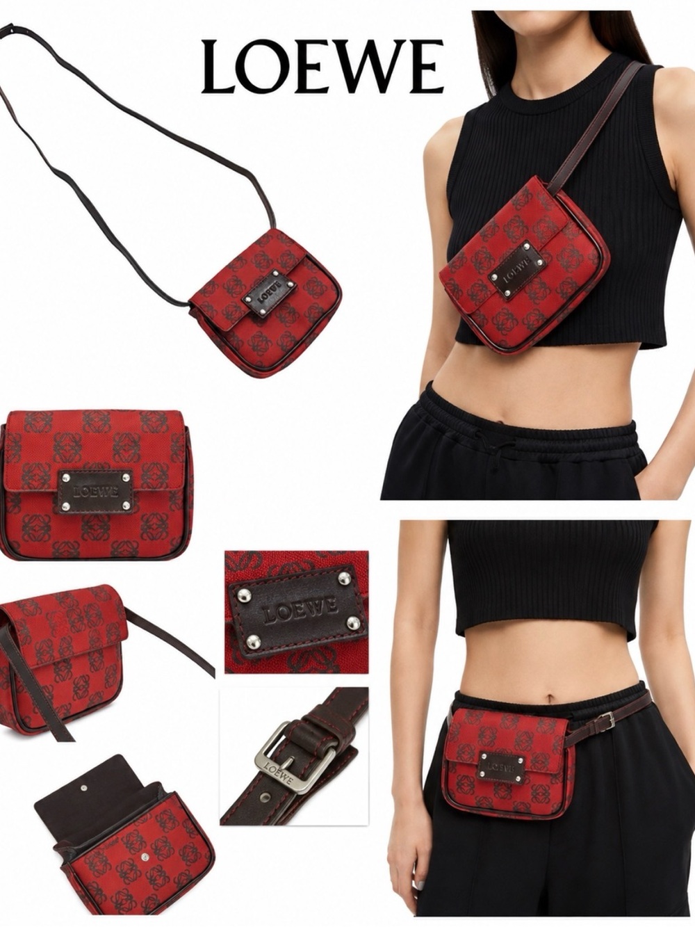 Loewe Red Anagram Crossbody & Belt Bag